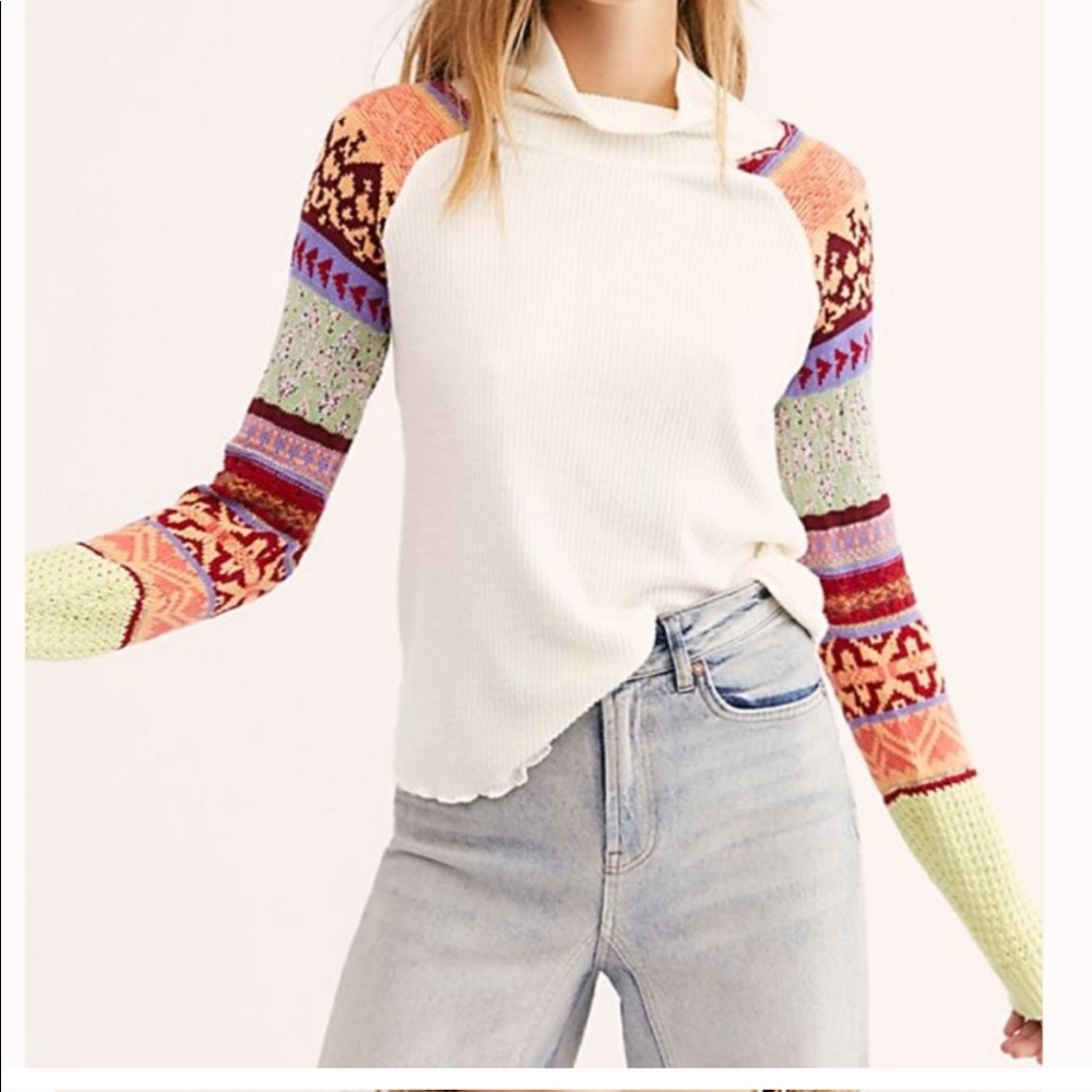 Free People Fair Isle Prism Top : Cowl Neck Knit Arm Sweater